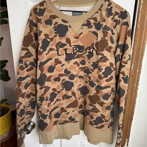 L.L. Bean Men's Camouflage Crewneck Sweater - Brown and Black